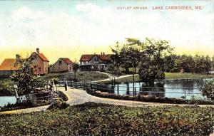 Lake Cabbossee Maine Outlet Bridge Scenic Village Antique Postcard K14414