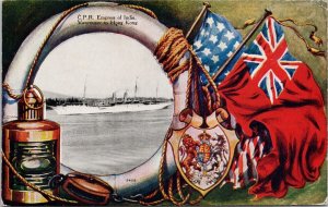 CPR 'Empress of India' Ship Vancouver BC to Hong Kong Patriotic Postcard H60