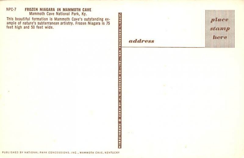 Frozen Niagara Mammoth Cave National Park KY