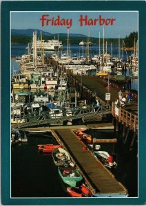 Friday Harbor WA Boats Ferries at Port San Juan Island Postcard C8