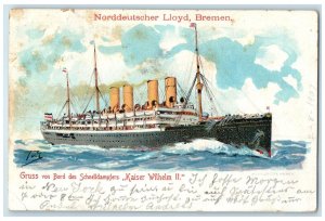 1907 Gruss Von Bord Des Scnelldampfers Kaiser Wilhelm II Champaign IL Postcard