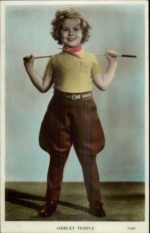 Shirley Temple in Riding Outfit Tinted Real Photo Postcard