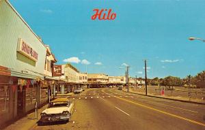 Hilo Hawaii panoramic birds eye view business district vintage pc Z21494