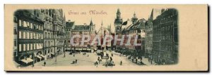 Postcard Old Large Format Gruss Aus Munchen 28 * 9.5 cm