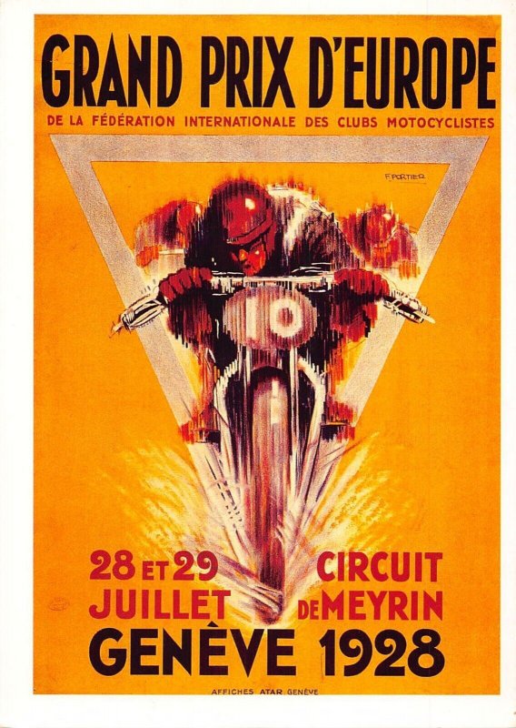 L286 Motorcycle Grand Prix D'Europe Geneva 1928 reproduction poster post...