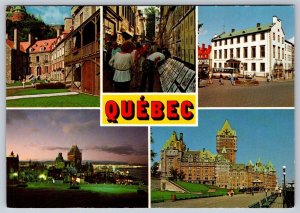 Quebec City, 5 Views, Chrome Multiview Postcard #1