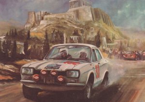 1968 Roger Clark Jim Porter Acropolis Rally Motor Racing Painting Card