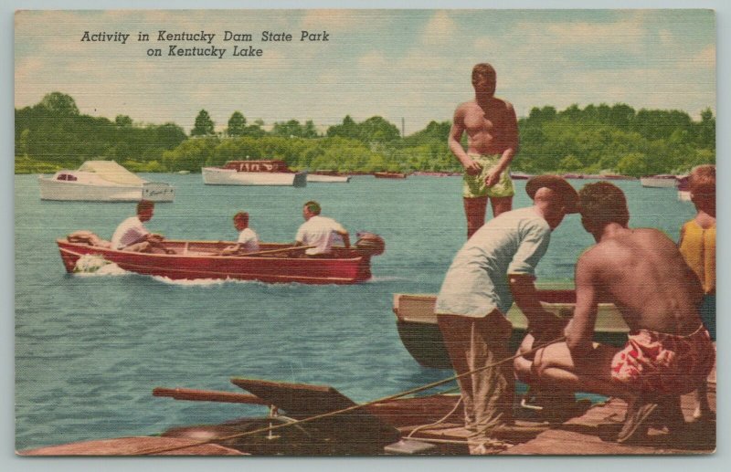 Kentucky~Dam State Park~Lake~Boat Docks~Vintage Postcard