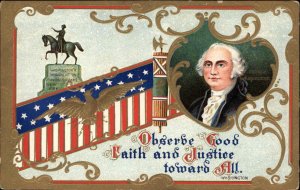 George Washington Patriotic Monument Embossed c1910s Postcard