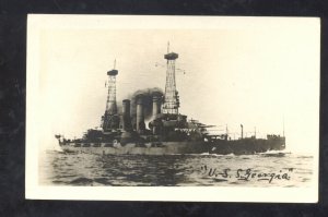 RPPC U.S. NAVY BATTLESHIP USS GEORGIA WAS SHIP MILITARY REAL PHOTO POSTCARD