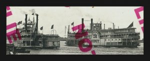 Clinton IOWA RPPC c1910 STEAMBOAT Steamers QUINCY Mississippi River HOUSEBOAT