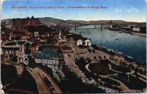 Hungary Budapest Dunai Latkep Kiralyi Varral Donau Vintage Postcard C105
