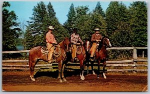 Vtg Custer Michigan MI Rockin R Ranch Cowboys Horses Postcard