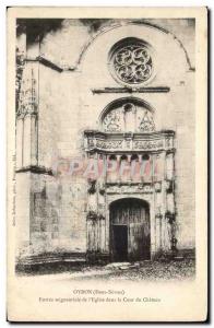 Oyron Old Postcard Entree signeuriale of & # 39eglise in the castle courtyard