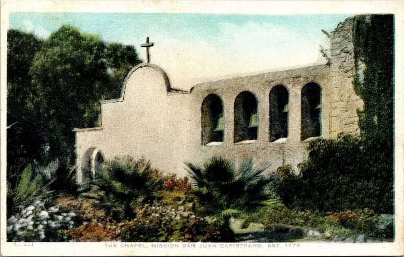 Chapel Mision San Juan Capistrano California CA WB Postcard UNP VTG Unused 