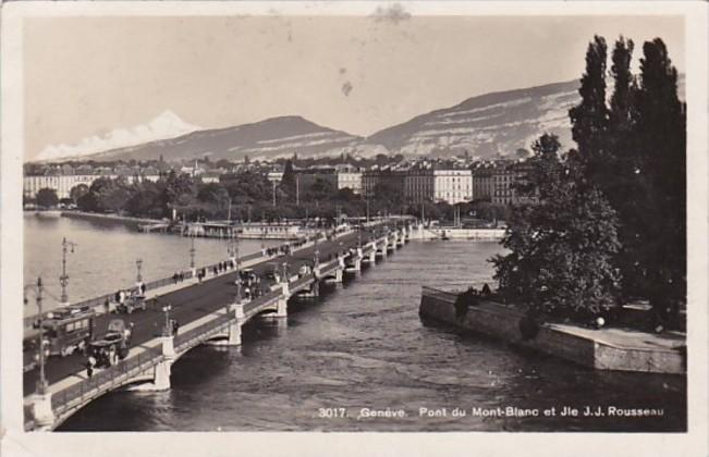 Switzerland Geneve Pont du Mont-Blanc Et Ile J J Rousseau 1929