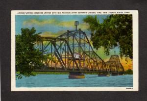 IA Illinois Central Railroad Train Bridge Omaha Nebraska Council Bluffs Iowa PC