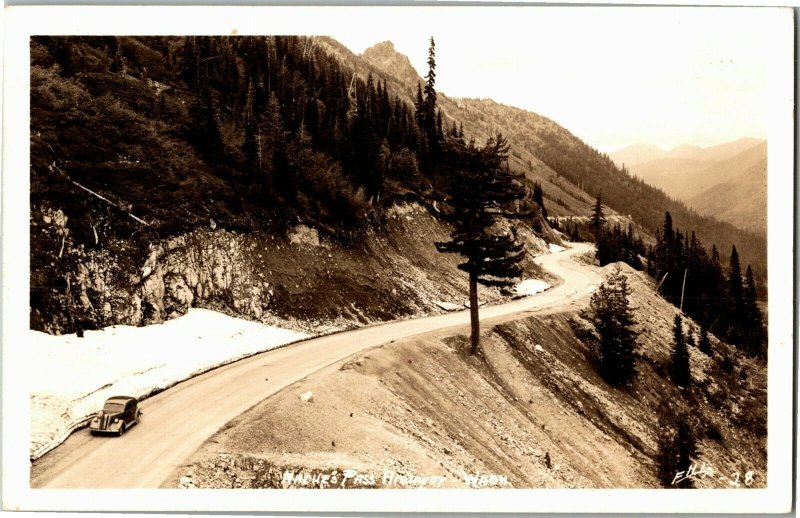 RPPC Car on Naches Pass Highway WA Vintage Postcard J24