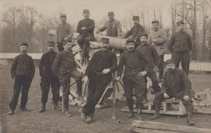 RPPC SOLDIERS CANNON GUN FRANCE WW1 MILITARY REAL PHOTO POSTCARD (c. 1919)