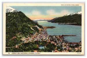 Birds Eye View Juneau Alaska AK UNP Unused Linen Postcard V9