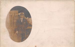 E54/ Occupational Real Photo RPPC Postcard c1910 Delivery Wagin Salesman 7