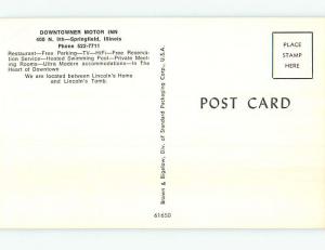 Pre-1980 DOWNTOWNER MOTOR INN MOTEL Springfield Illinois IL L2199