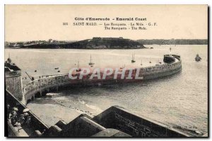 Old Postcard St Malo Emerald Coast Remparts The Mole