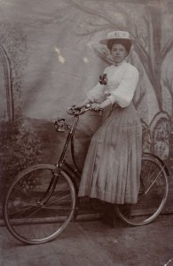 Southampton Posh Lady Cycling On Antique Bicycle Real Photo Postcard