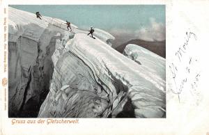 Gletscherwelt Austria Snow Scene Of Skiing Adventure Antique Postcard V14681