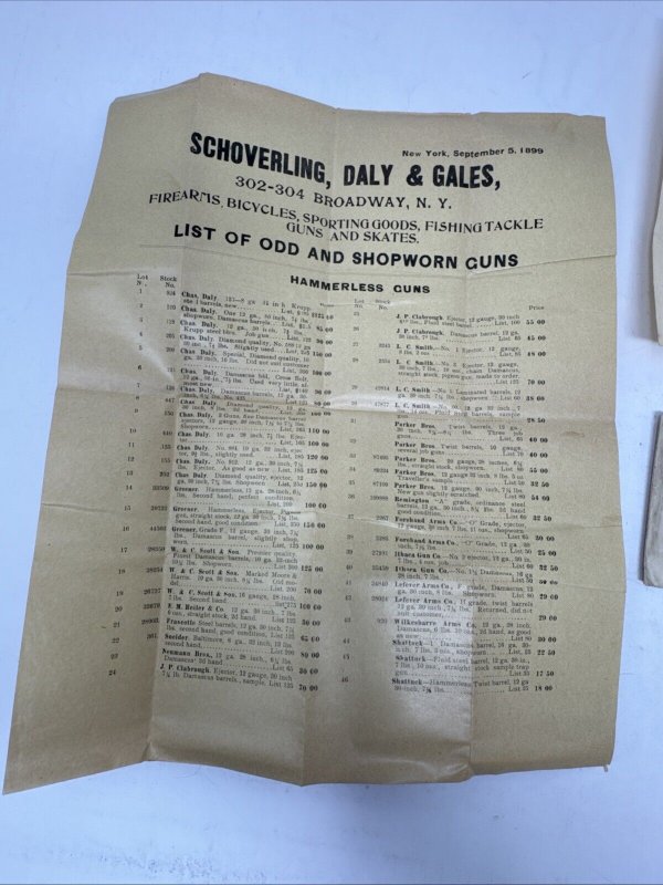 1899 Schoverling Daly & Gales Letterhead Envelope & Price List Correspondence