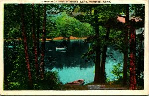Winsted Connecticut CT Pictruresque Highland Lake 1935 Vtg Postcard