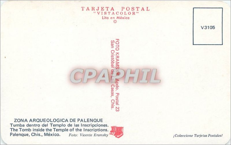 Postcard Modern Zona Arqueologica Palenque Tumba dentro del Templo de las Ins...