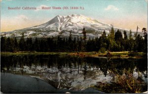 Vtg 1910s Mount Shasta Reflection in Lake California CA Postcard