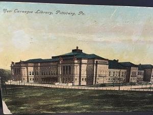 Postcard Hand Tinted View of New Carnegie Library in Pittsburg,PA.     U9