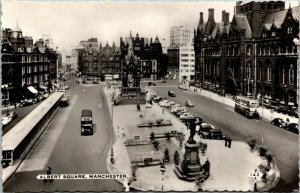 Vtg Albert Square Street View Manchester UK United Kingdom RPPC Postcard