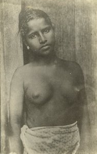 ceylon, Beautiful Native Topless Nude Singhalese Woman (1910s) RPPC Postcard