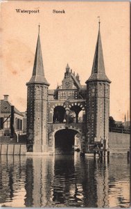 Netherlands Waterpoort Sneek Vintage Postcard 09.52