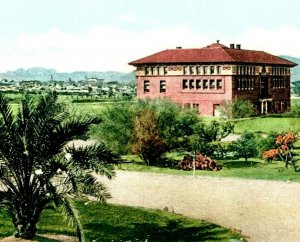 c1910s Tucson AZ University of Arizona Library Park Postcard College School A196