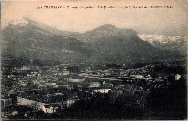 Vtg Chambery France d'Infanterie Cavalerie chasseurs Alpins Casernes Postcard