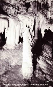 RPPC Oregon Caves, Washington Monument, Stalagmite, Real Photo Postcard A05
