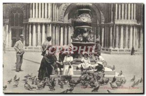 Old Postcard Venezia Children Pigeons