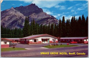 VINTAGE POSTCARD THE SPRUCE GROVE MOTEL LOCATED AT BANFF ALBERTA CANADA 1960s