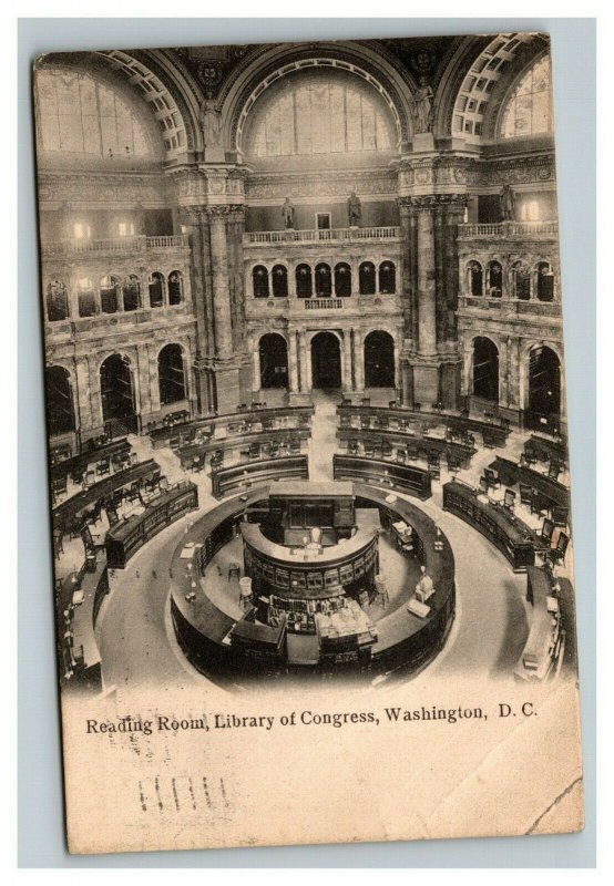 Vintage 1910 Photo Postcard Reading Room Library of Congress Washington DC