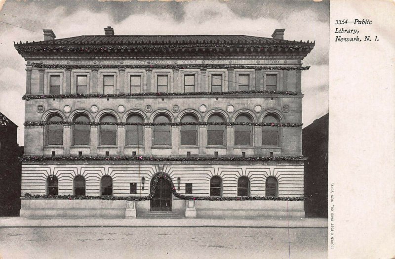 Public Library, Newark, New Jersey, Early Postcard, Unused, Souvenir Postcard Co