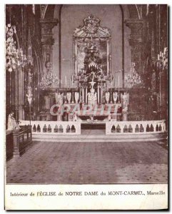 Old Postcard Interior of & # 39Eglise of Our Lady of Mount Carmel Marseille