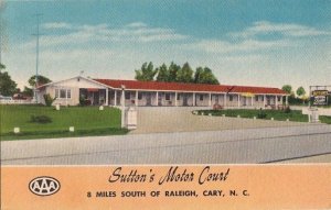 Postcard Sutton's Motor Court Cary NC