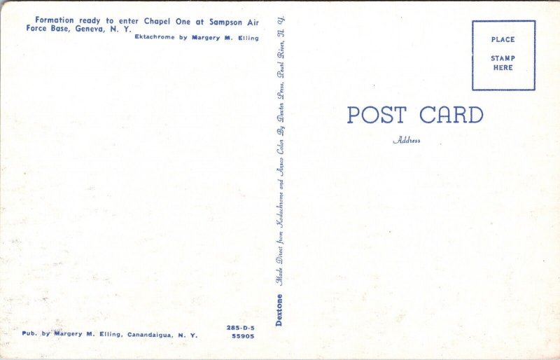 Chapel One Sampson Air Force Base Formation Geneva NY New York Postcard VTG UNP  