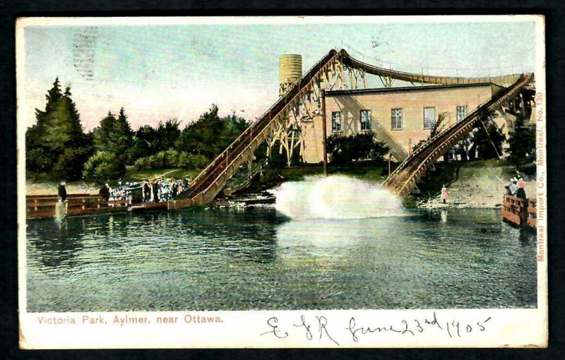 #788 Victoria Park, Aylmer, near Ottawa, Water Slide in action 1900s used