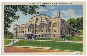 'Olympic Arena, Lake Placid, N.Y., Adirondack Mts.' unused Curteich linen PPC