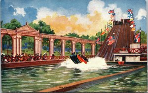 Vtg 1910s Great Water Chute Earls Court Exhibition Boat Ride London UK Postcard